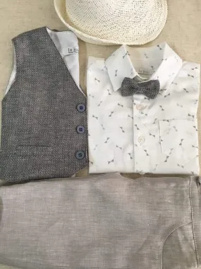 1862- Cool Grays Baptism / Christening Suit