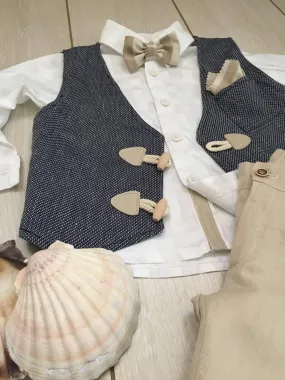 1951-  White Summer Sands Baptism / Christening Suit