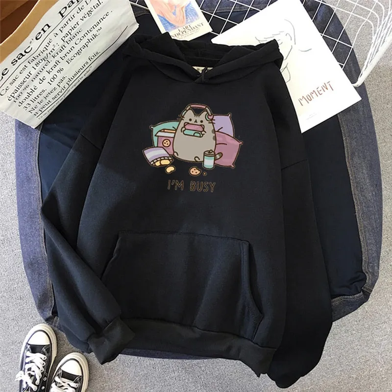 2021 Funny The Cat Hoodie Women Fashion Kawaii Korean Harajuku Sweatshirt Female