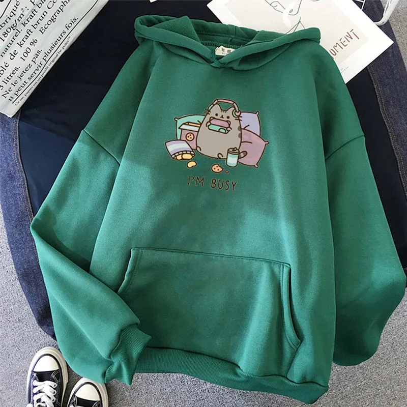 2021 Funny The Cat Hoodie Women Fashion Kawaii Korean Harajuku Sweatshirt Female