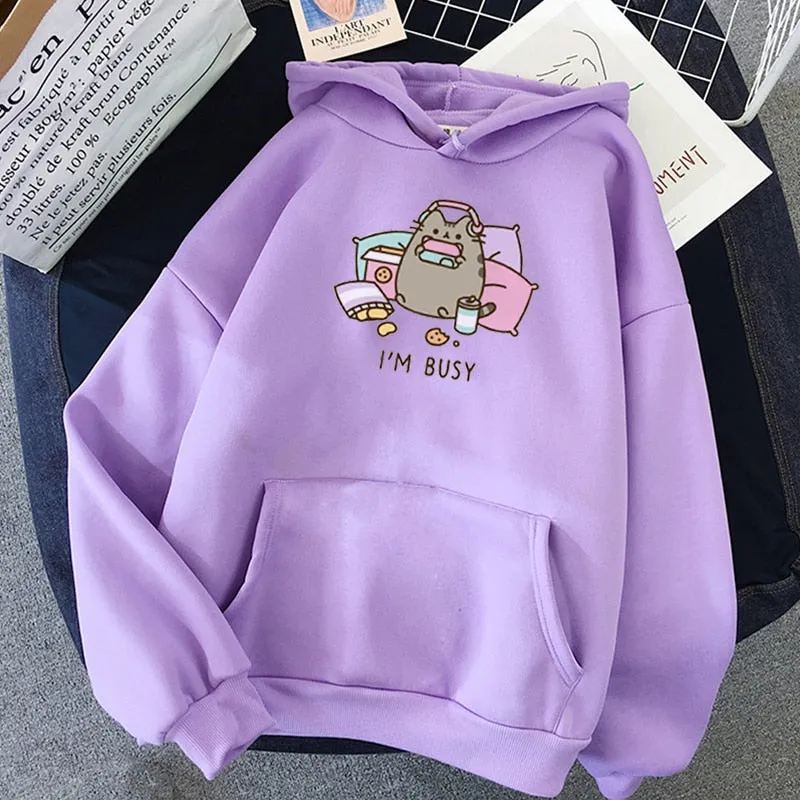 2021 Funny The Cat Hoodie Women Fashion Kawaii Korean Harajuku Sweatshirt Female