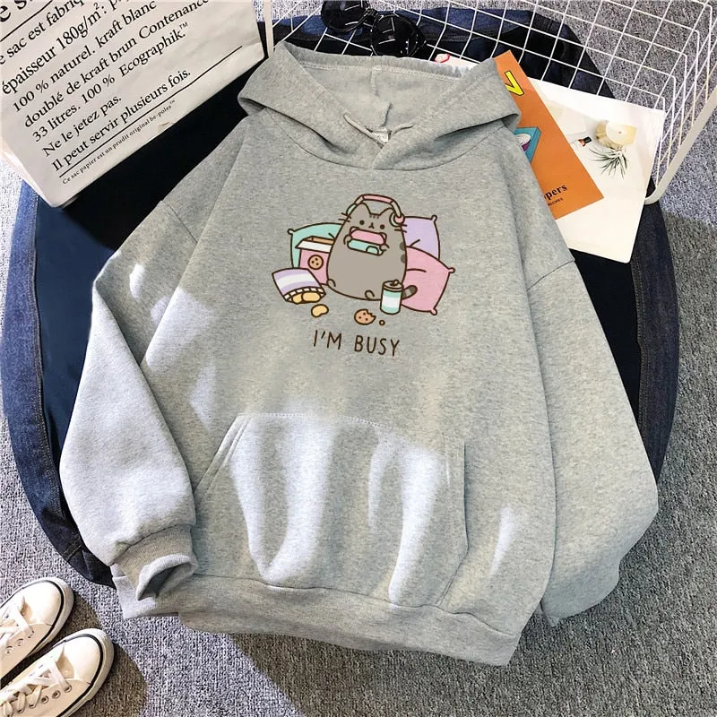 2021 Funny The Cat Hoodie Women Fashion Kawaii Korean Harajuku Sweatshirt Female