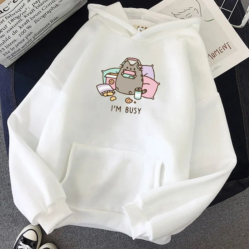 2021 Funny The Cat Hoodie Women Fashion Kawaii Korean Harajuku Sweatshirt Female