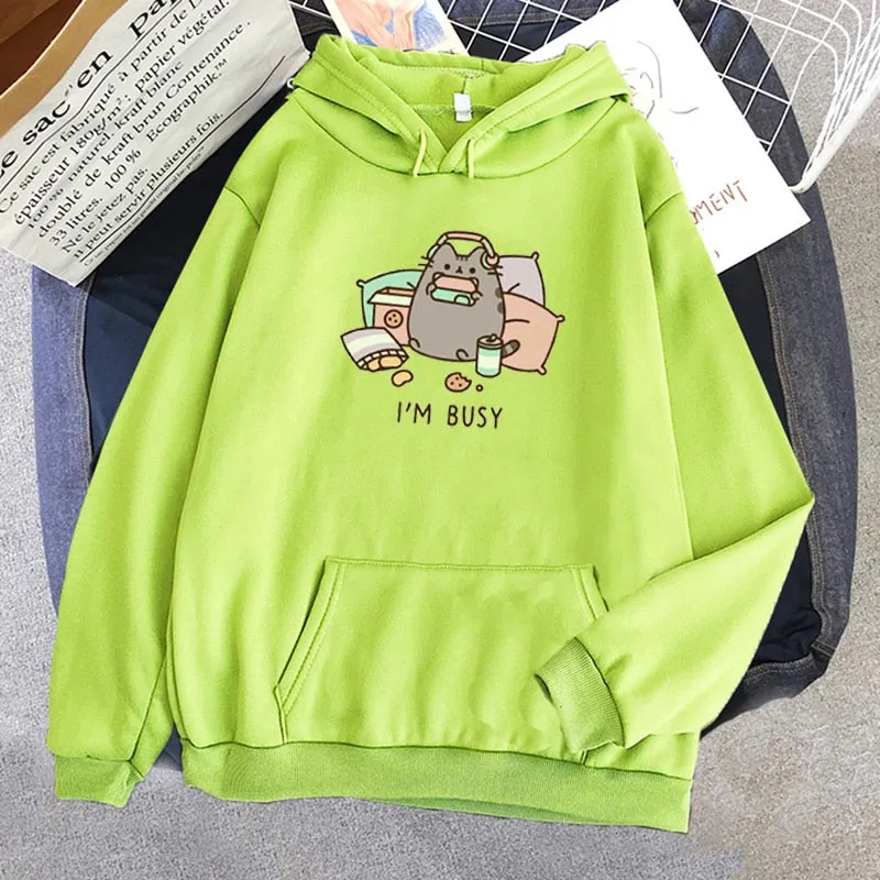 2021 Funny The Cat Hoodie Women Fashion Kawaii Korean Harajuku Sweatshirt Female