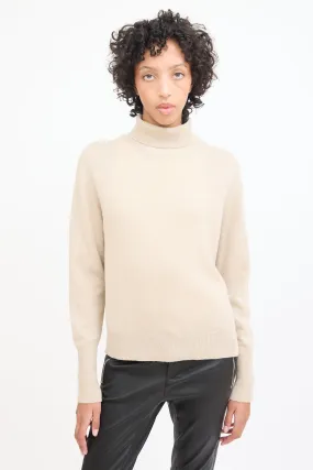 Beige Cashmere Knit Turtleneck
