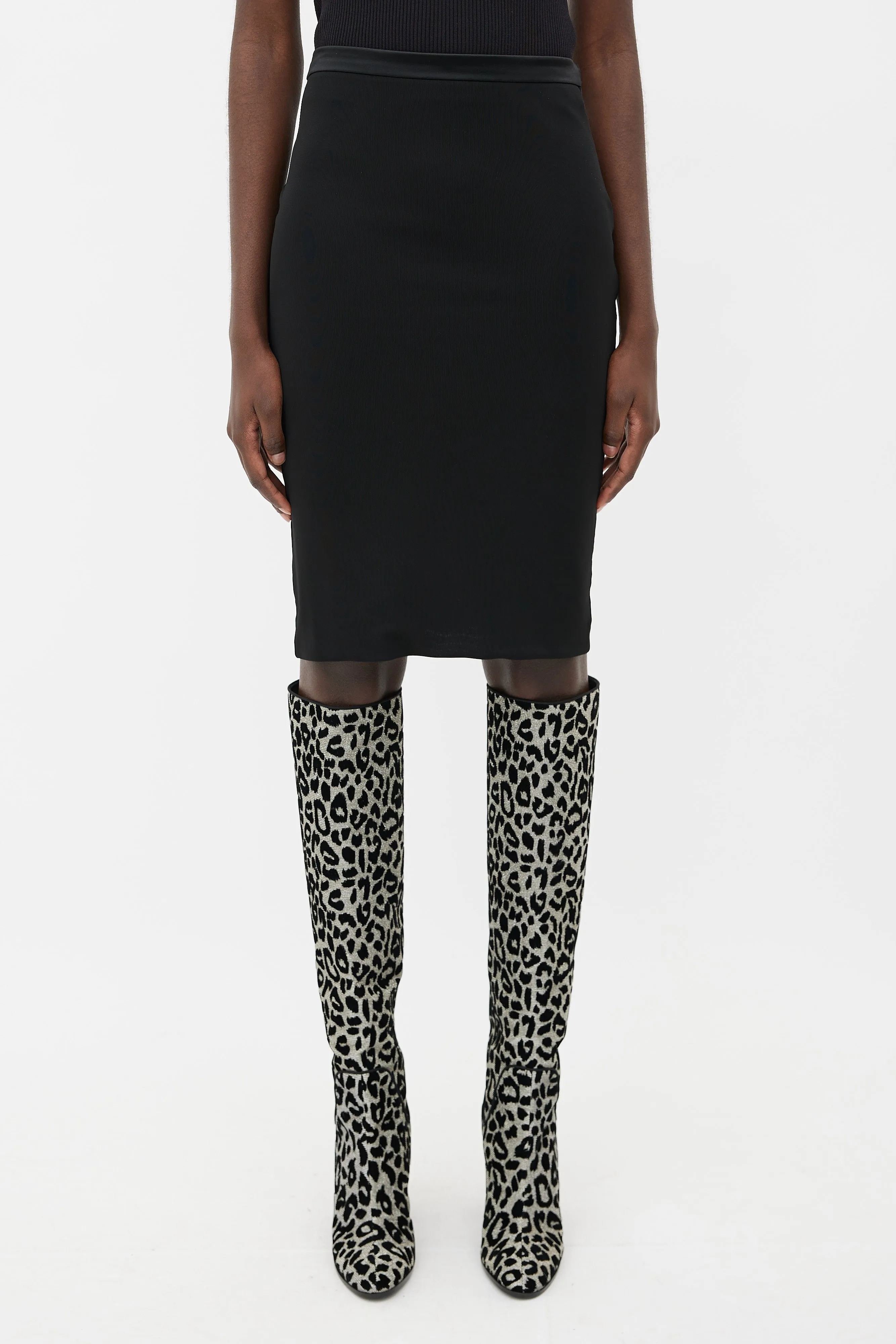 Black Jersey Straight Skirt