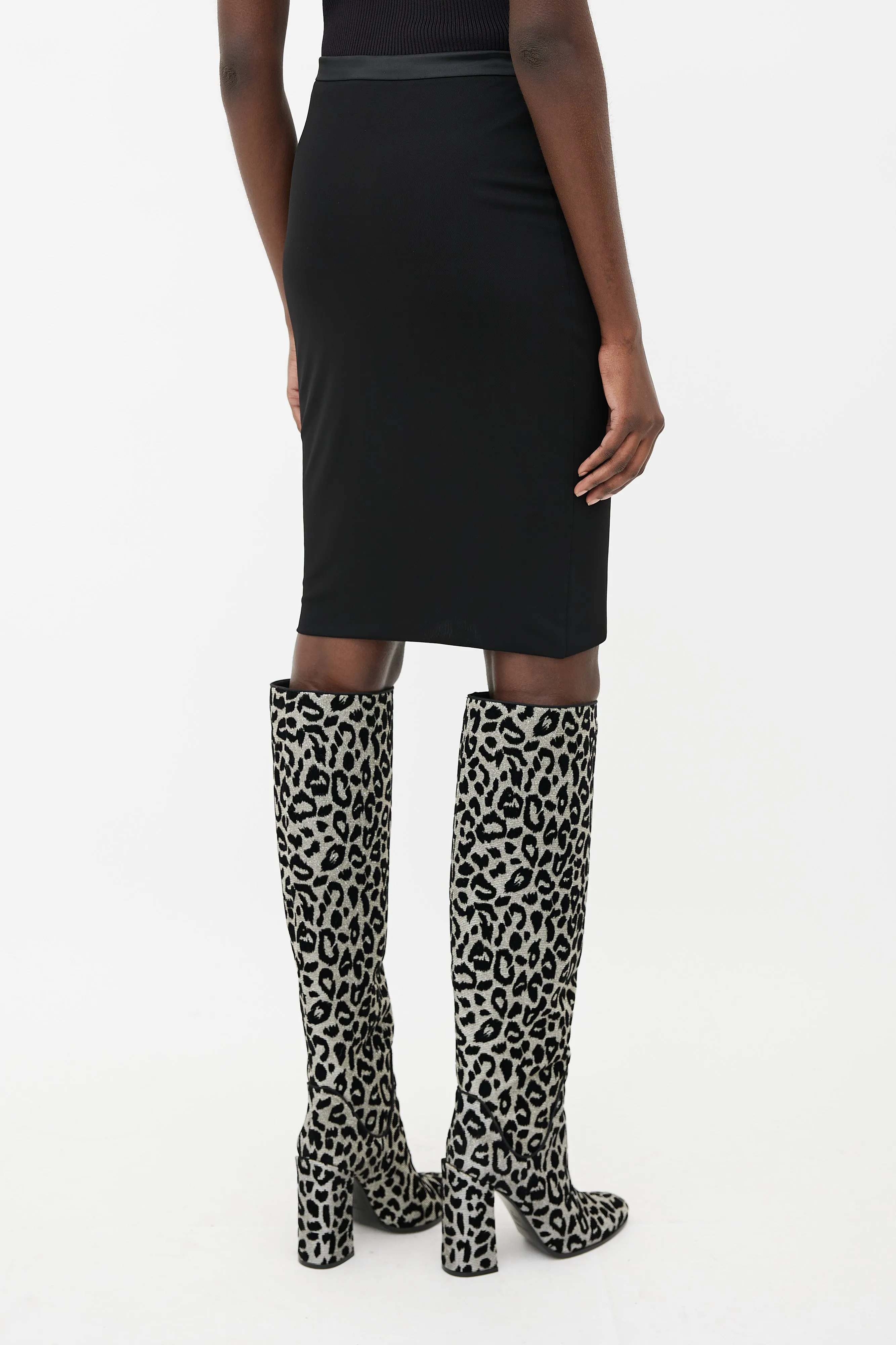 Black Jersey Straight Skirt