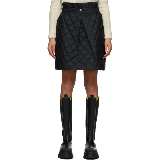 GANNI Black Ripstop Quilted Skirt