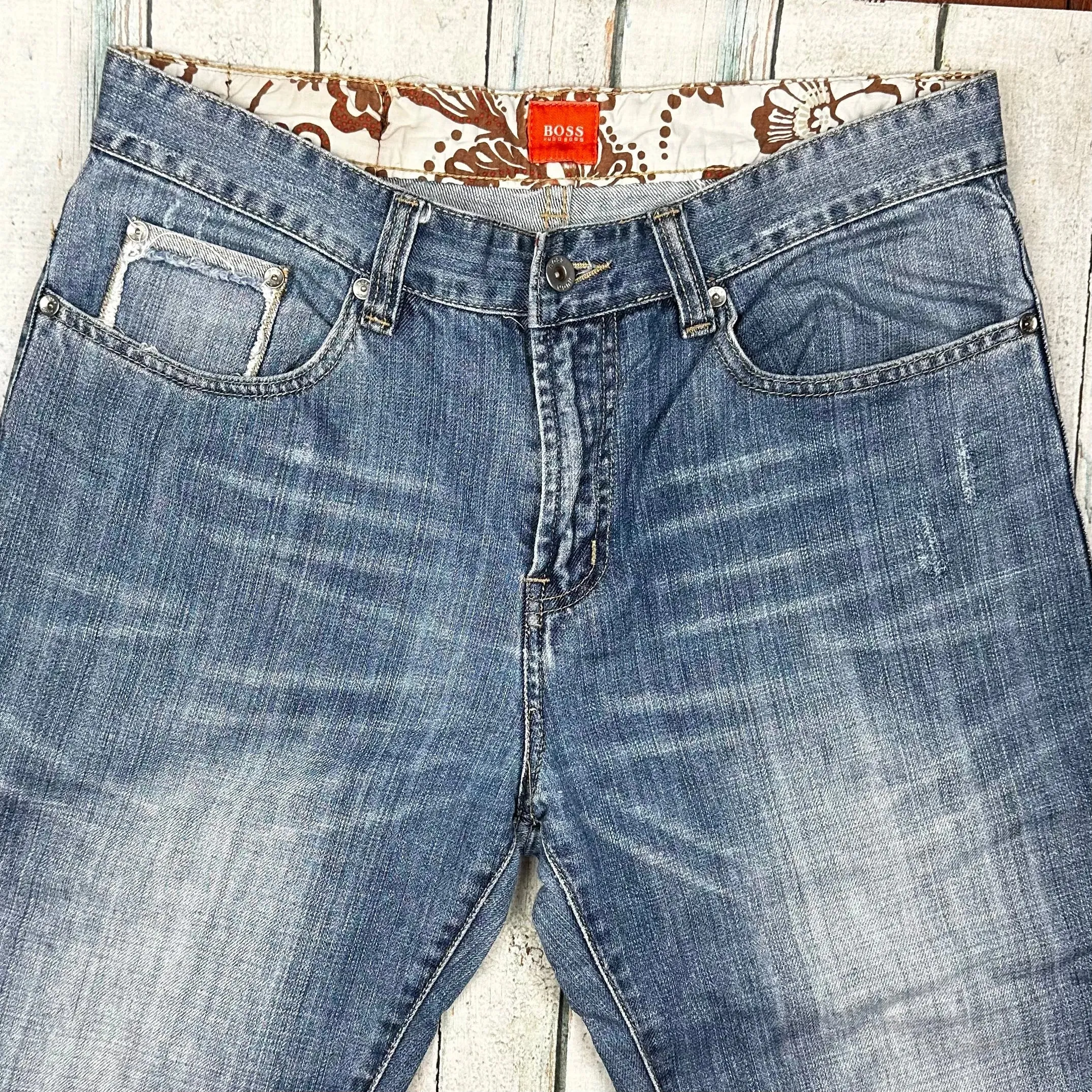 Hugo Boss Mens Vintage Wash Straight Jeans - Size 34/34