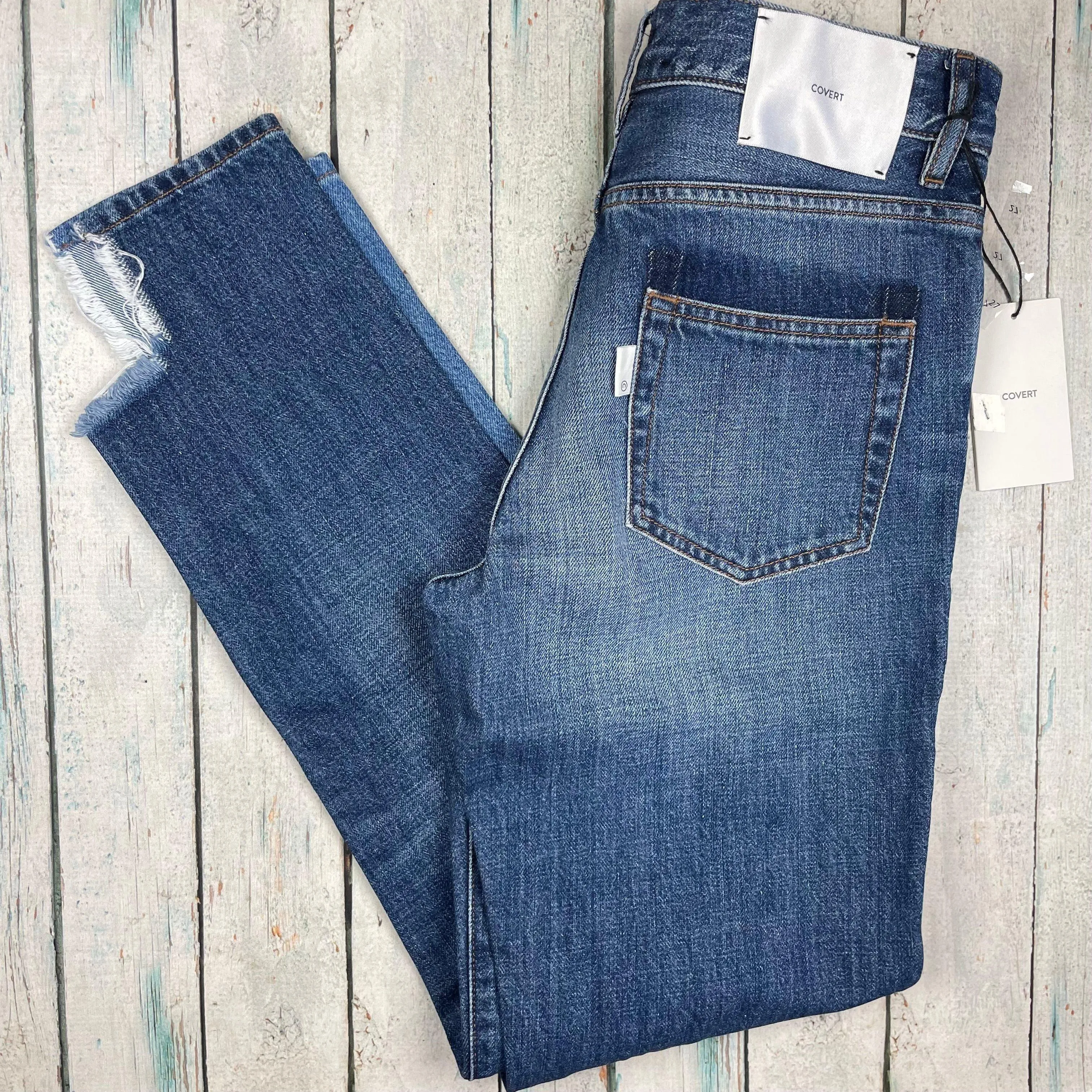 NWT -Covert Made in Italy Patched Jeans RRP $325.00  -Size 27
