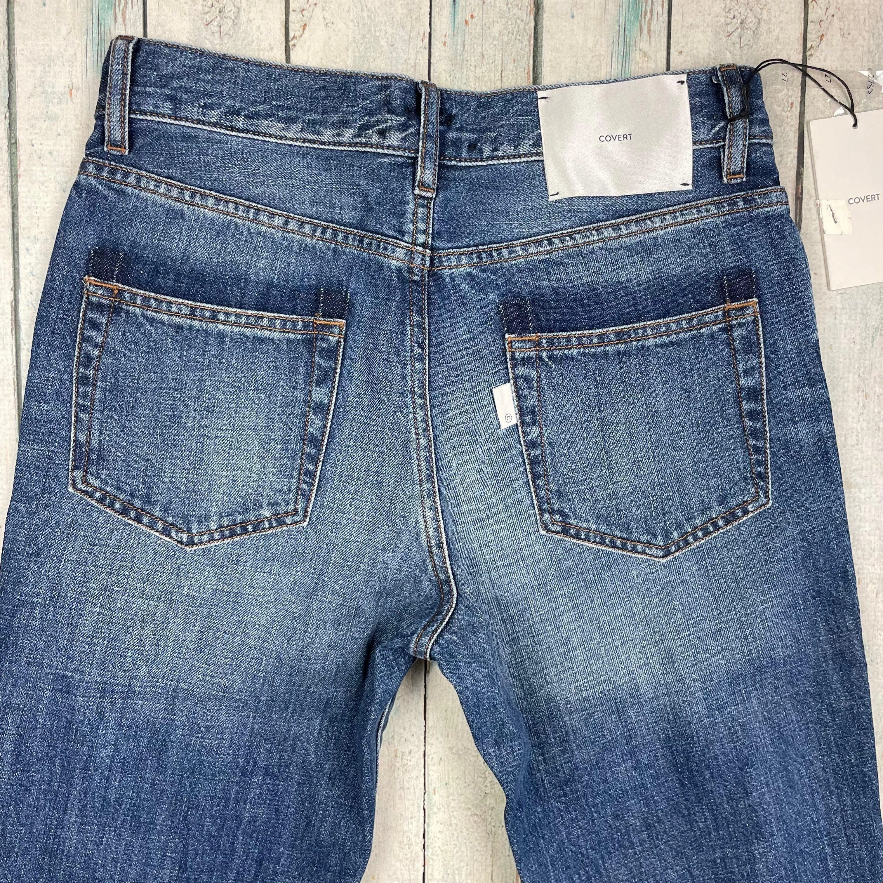 NWT -Covert Made in Italy Patched Jeans RRP $325.00  -Size 27