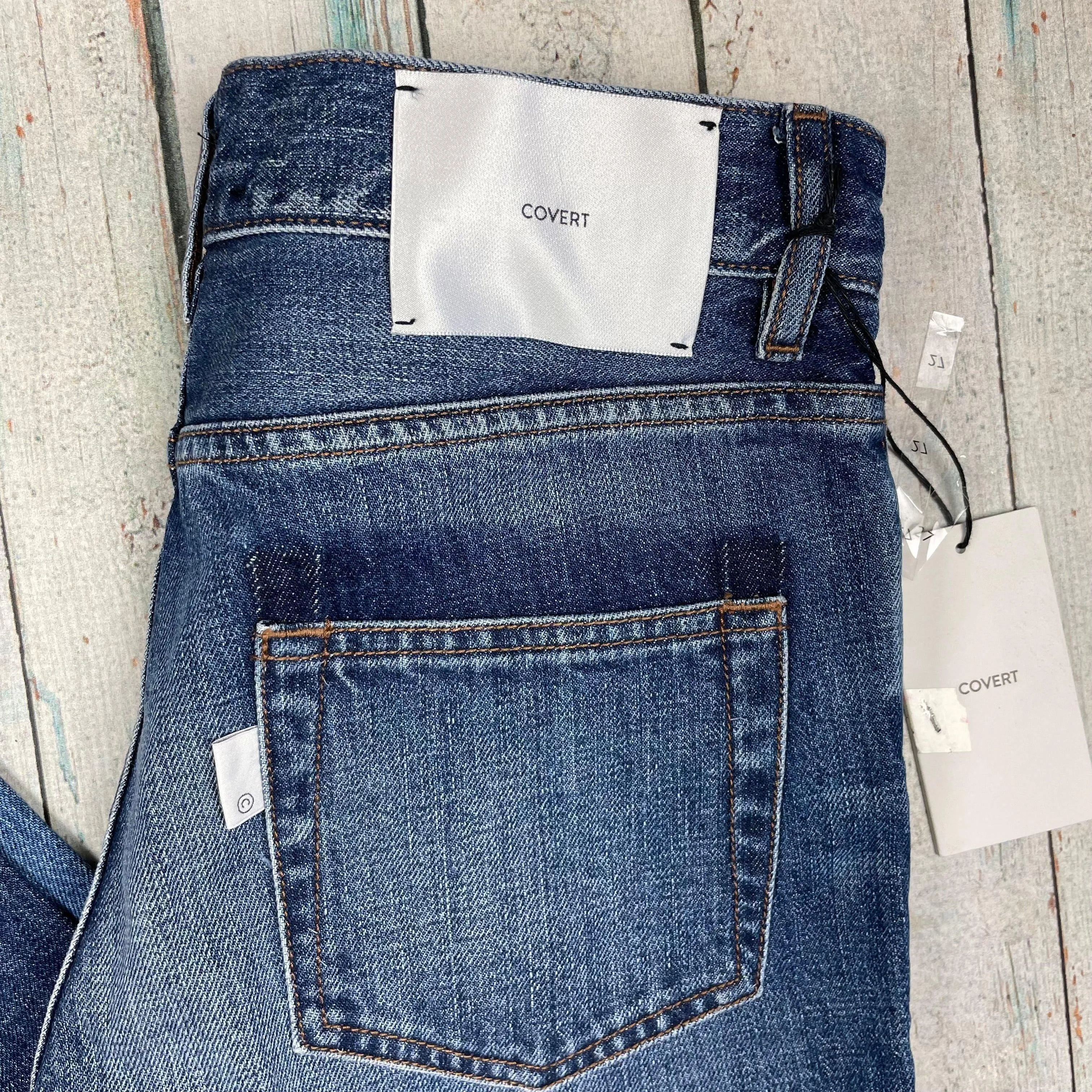 NWT -Covert Made in Italy Patched Jeans RRP $325.00  -Size 27