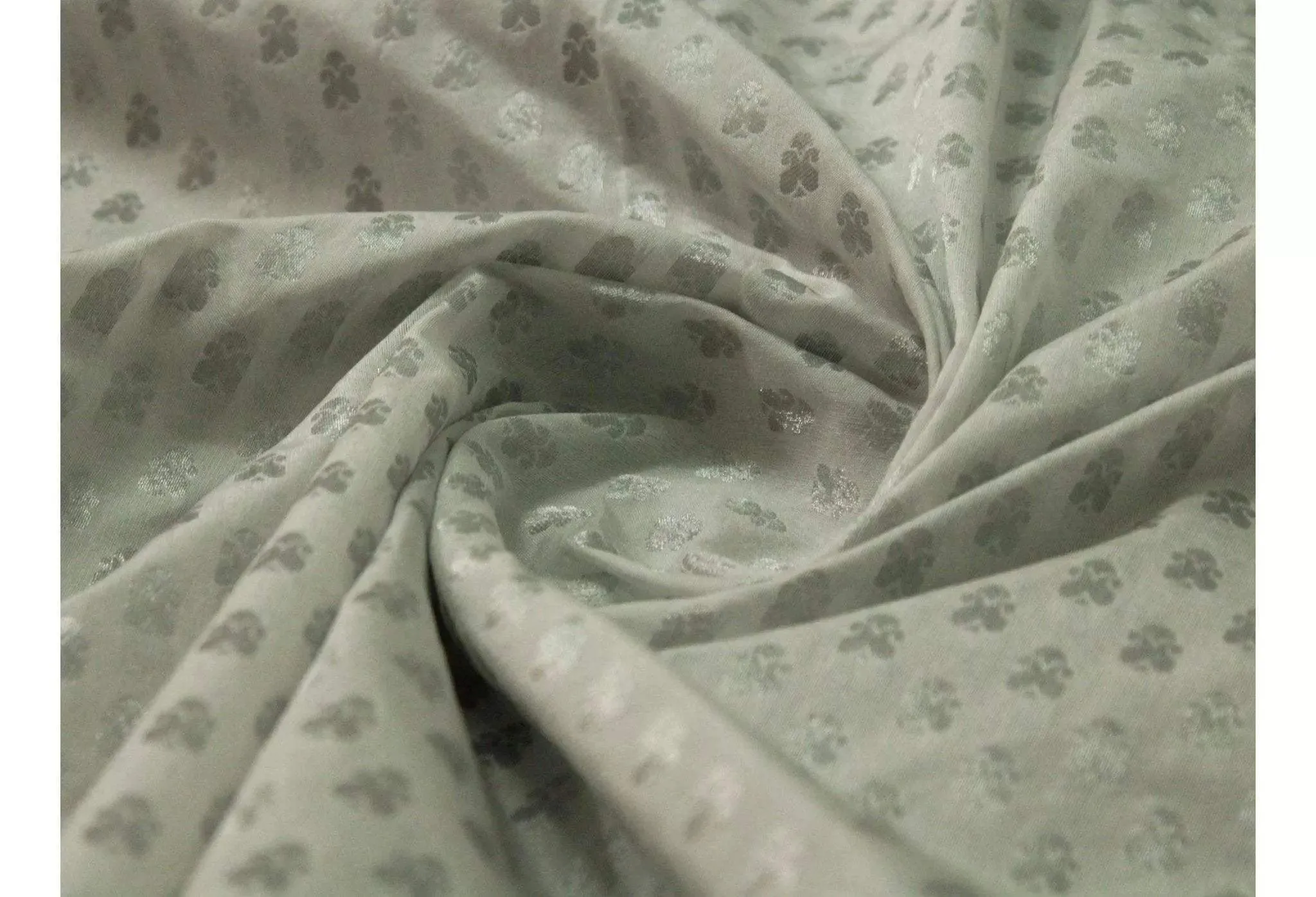 Pure Banarasi Meena Jacquard Brocade Fabric - Silver White