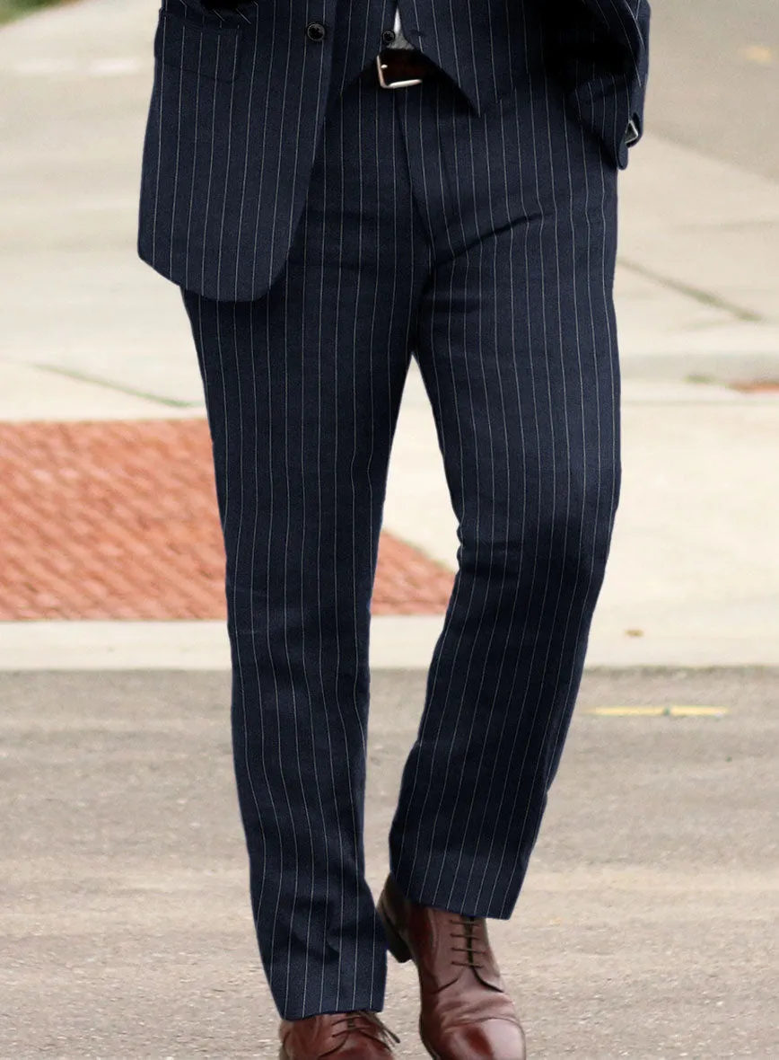 Solbiati Dark Blue Stripe Linen Pants