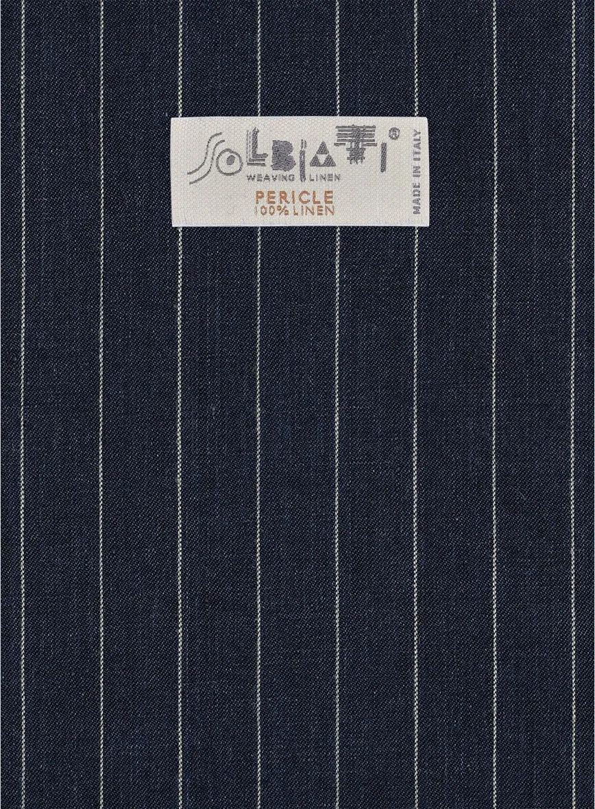Solbiati Dark Blue Stripe Linen Pants
