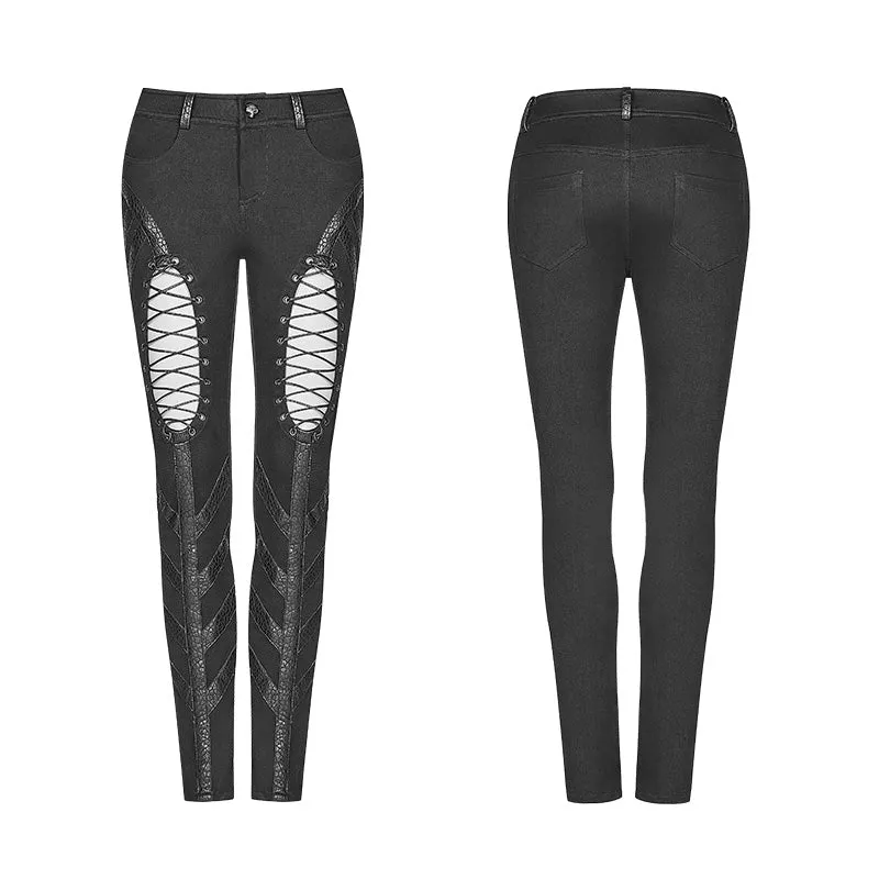 WK-346 Punk Hollow-out Rope Stretch Trousers