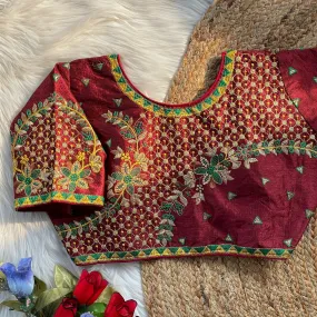 Women's Designer Sabyasachi Style Readymade Heavy Embroidery Work Blouse